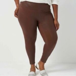 NWT All Worthy Ultimate Faux Leather Brown Leggings 2X